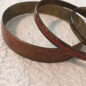 Boho Red Bangle Set